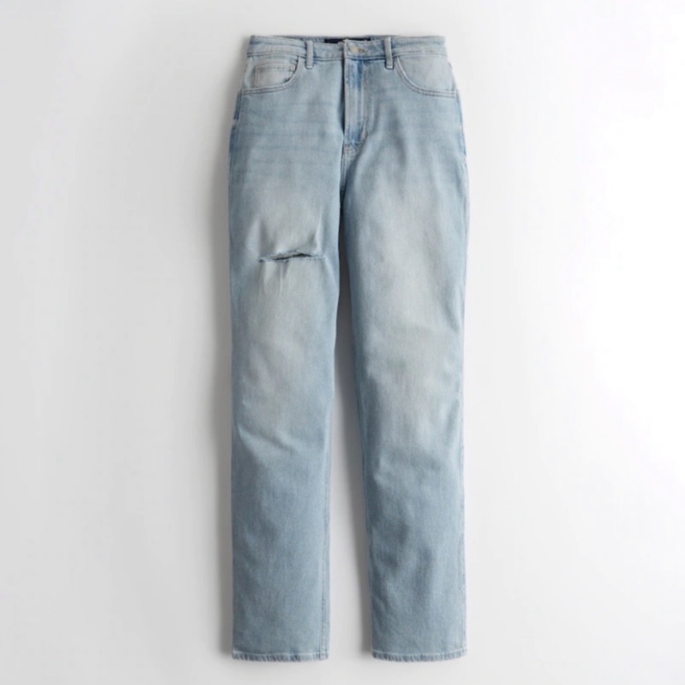 Ultra High-Rise Ripped Medium Wash Stacked Vintage Straight Jeans